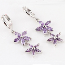 Silver Cubic Zirconia Diamond Crystal Zircon Earrings